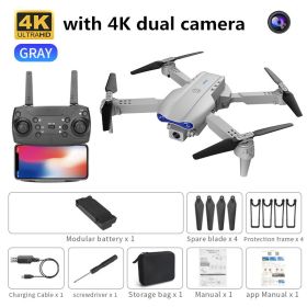 new K3 drone 4K HD dual camera foldable height keeps drone WiFi FPV 1080p real-time transmission RC Quadcopter toy PK sg906 pro (Color: grey dual camera)