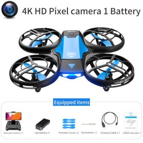 V8 New Mini Drone 4K 1080P HD Camera WiFi Fpv Air Pressure Height Maintain Foldable Quadcopter RC Dron Toy Gift (Color: 4K HD camera 1B)