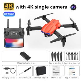 new K3 drone 4K HD dual camera foldable height keeps drone WiFi FPV 1080p real-time transmission RC Quadcopter toy PK sg906 pro (Color: orange single camera)